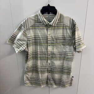 Kuhl Snap Shirt Mens M Ivory Twist Striped Intriguer Short Sleeve (N2)